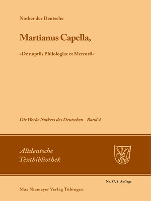 cover image of Martianus Capella, »De nuptiis Philologiae et Mercurii«